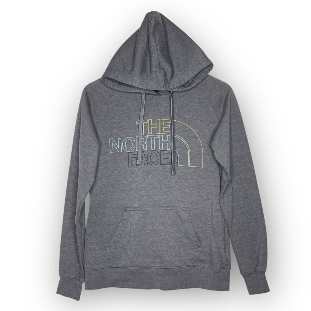 The North Face Gray Lined Spellout Pullover Hoodie Sweatshirt Women’s Small